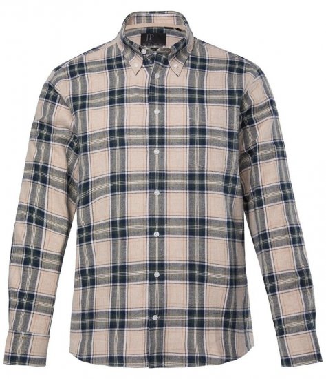 JP1880 Checked Flannel Shirt Long Sleeve Dark Dusty Pink - Skjortor - Stora skjortor - 2XL-8XL