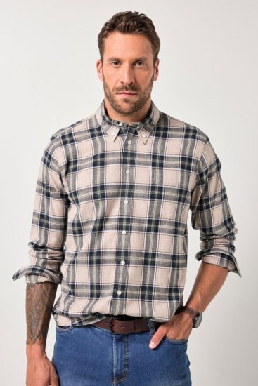 JP1880 Checked Flannel Shirt Long Sleeve Dark Dusty Pink - Skjortor - Stora skjortor - 2XL-8XL