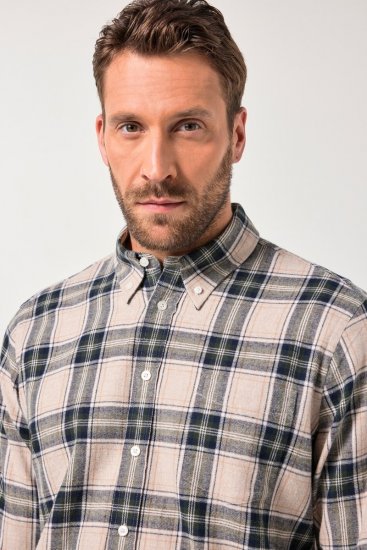 JP1880 Checked Flannel Shirt Long Sleeve Dark Dusty Pink - Skjortor - Stora skjortor - 2XL-8XL
