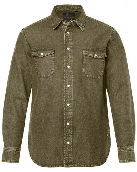 JP1880 Denim Shirt Long Sleeve Olive Green - Skjortor - Stora skjortor - 2XL-8XL