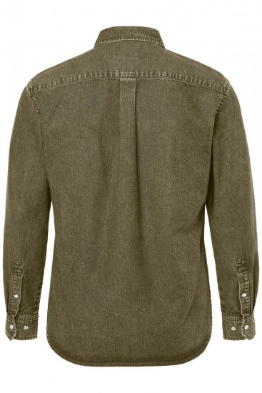 JP1880 Denim Shirt Long Sleeve Olive Green - Skjortor - Stora skjortor - 2XL-8XL