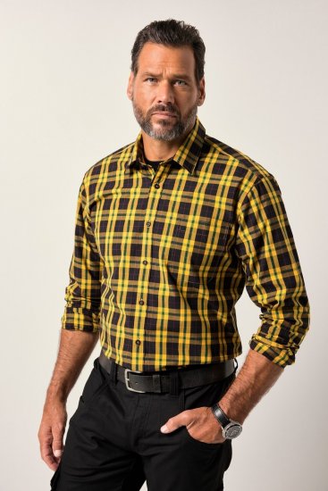 JP1880 Checked Shirt Long Sleeve Kent Collar Curry - Skjortor - Stora skjortor - 2XL-8XL