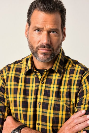 JP1880 Checked Shirt Long Sleeve Kent Collar Curry - Skjortor - Stora skjortor - 2XL-8XL