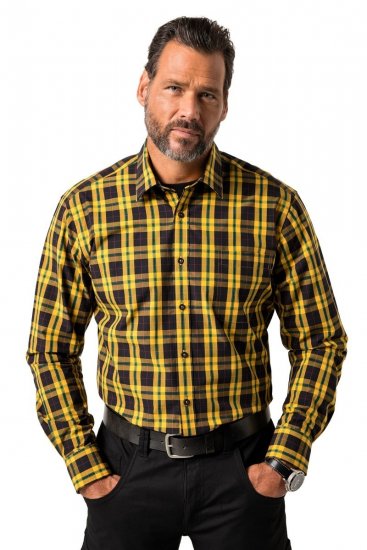 JP1880 Checked Shirt Long Sleeve Kent Collar Curry - Skjortor - Stora skjortor - 2XL-8XL