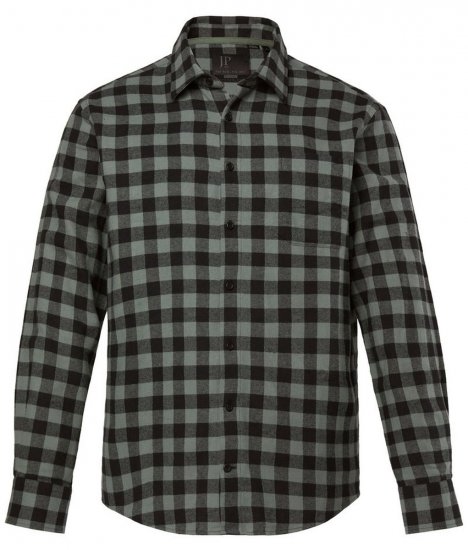 JP1880 Checked Flannel Shirt Long Sleeve Eucalyptus Green - Skjortor - Stora skjortor - 2XL-8XL