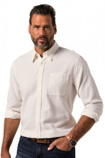 JP1880 Checked Flannel Shirt Long Sleeve Creamy White - Skjortor - Stora skjortor - 2XL-8XL