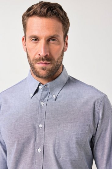 JP1880 Oxford Shirt Long Sleeve Denim Blue - Skjortor - Stora skjortor - 2XL-8XL