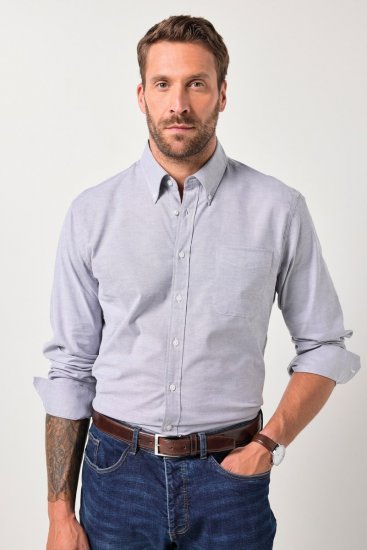JP1880 Oxford Shirt Flexnamic Long Sleeve Grey - Skjortor - Stora skjortor - 2XL-8XL