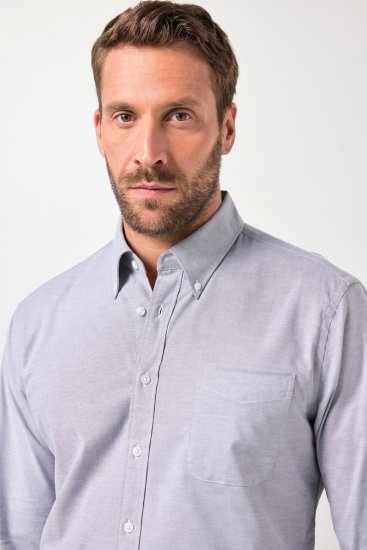 JP1880 Oxford Shirt Flexnamic Long Sleeve Grey - Skjortor - Stora skjortor - 2XL-8XL