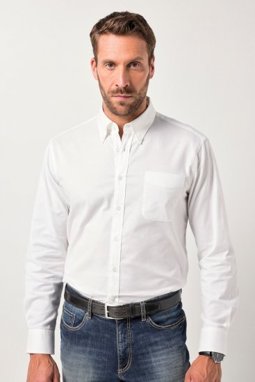 JP1880 Oxford Shirt Flexnamic Long Sleeve Snow White - Skjortor - Stora skjortor - 2XL-8XL