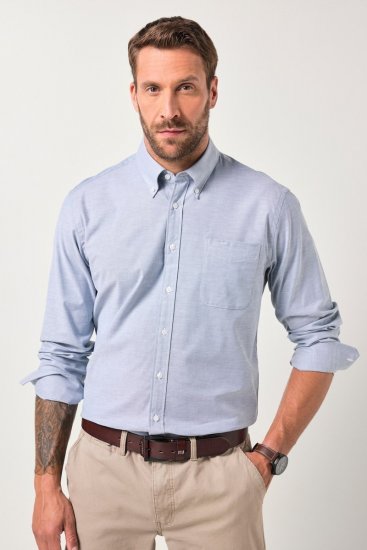 JP1880 Oxford Shirt Flexnamic Long Sleeve Ash Turquoise - Skjortor - Stora skjortor - 2XL-8XL