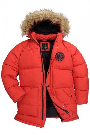 JP1880 Parka Quilted Faux Fur Hood Red - Jackor - Stora jackor - 2XL-12XL