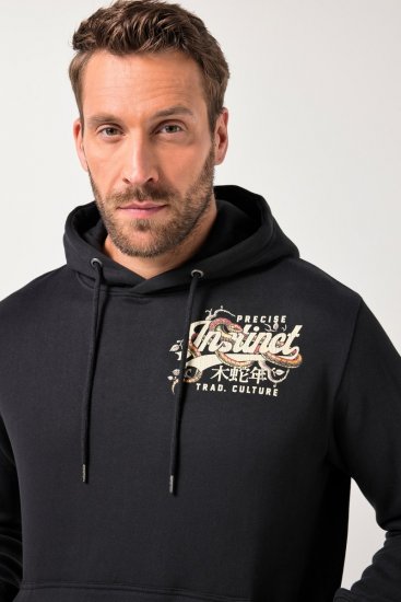 JP1880 Hoodie Breast Print Instinct Black - Tröjor & hoodies - Stora hoodies & tröjor - 2XL-14XL