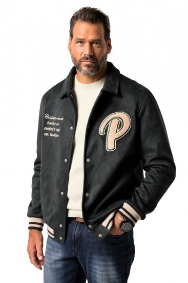 JP1880 Blouson Velour with Chest Embroidery Dark Green - Jackor - Stora jackor - 2XL-12XL