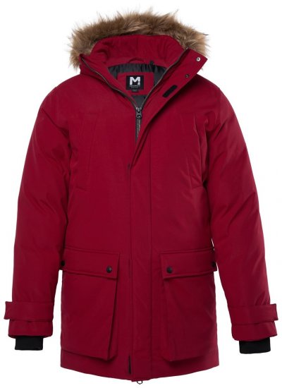 Men+ 619 Funktionsparkas med fuskpäls på huvan Vinröd - Jackor - Stora jackor - 2XL-12XL