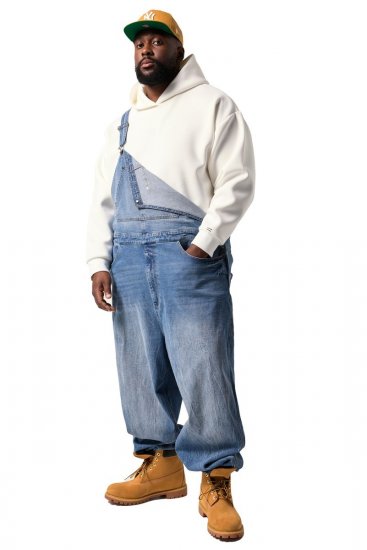 JP1880 842648 Hängselbyxor i jeans med vid passform Denimblå - Jeans & byxor - Stora Jeans och Stora Byxor