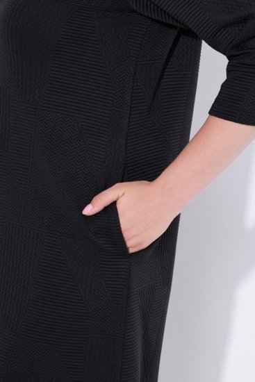 Ulla Popken 843326 Sweatklänning med 3/4-ärm Svart - Sweatklänningar - 