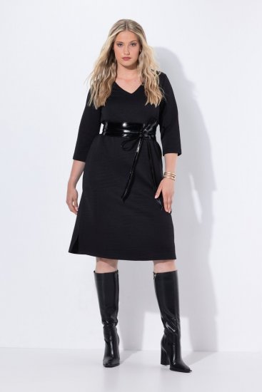 Ulla Popken 843326 Sweatklänning med 3/4-ärm Svart - Sweatklänningar - 
