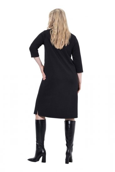 Ulla Popken 843326 Sweatklänning med 3/4-ärm Svart - Sweatklänningar - 