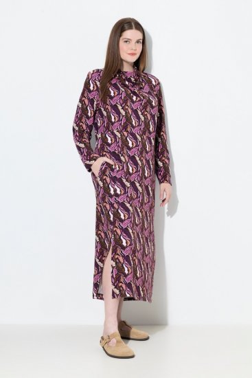 Ulla Popken 843358 Mönstrad sweatklänning Plommon - Sweatklänningar - 