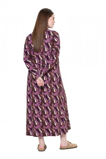 Ulla Popken 843358 Mönstrad sweatklänning Plommon - Sweatklänningar - 