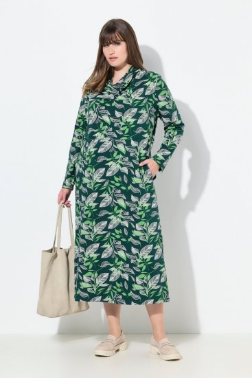 Ulla Popken 843496 Mönstrad sweatklänning Korall - Sweatklänningar - 