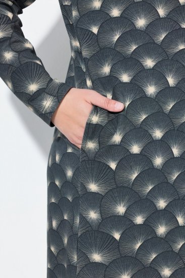 Ulla Popken 843506 Mönstrad sweatklänning Svart - Sweatklänningar - 