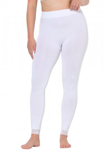 Ulla Popken 844563 Strumpleggings med spets Vit - Strumpbyxor & strumpor - 