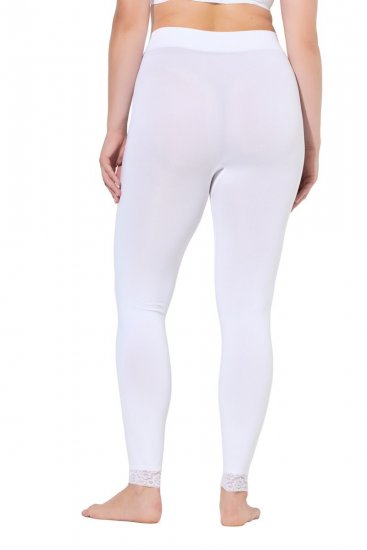 Ulla Popken 844563 Strumpleggings med spets Vit - Strumpbyxor & strumpor - 