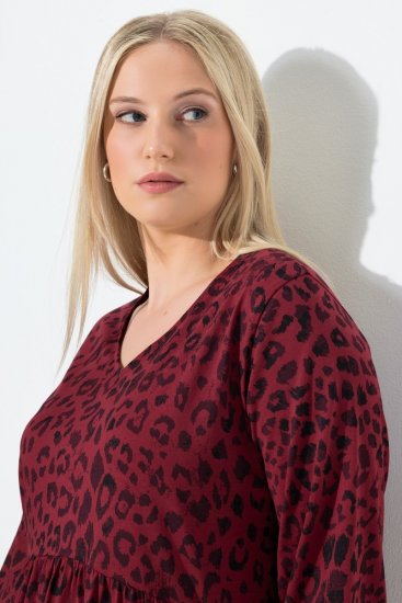 Ulla Popken 844945 A-linjeformad jerseyklänning med V-ringning Plommon - Jerseyklänningar - 