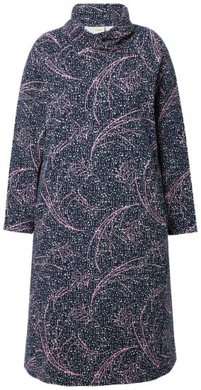 Ulla Popken 844993 Mönstrad sweatklänning Mörkblå - Sweatklänningar - 