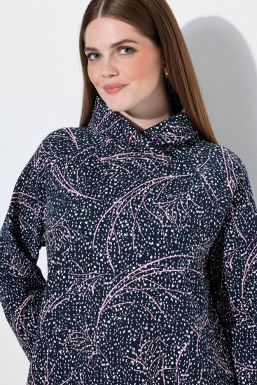 Ulla Popken 844993 Mönstrad sweatklänning Mörkblå - Sweatklänningar - 