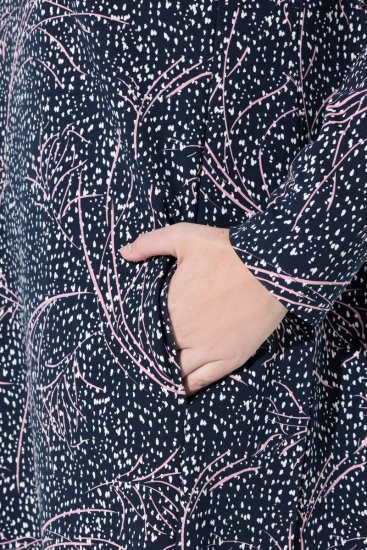 Ulla Popken 844993 Mönstrad sweatklänning Mörkblå - Sweatklänningar - 