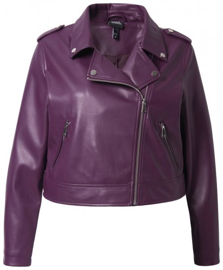 Ulla Popken 845121 Bikerjacka i skinnimitation Plommon - Jackor - Damjackor i stora storlekar