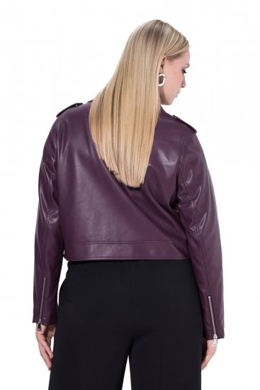 Ulla Popken 845121 Bikerjacka i skinnimitation Plommon - Jackor - Damjackor i stora storlekar