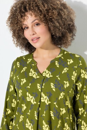 Ulla Popken 845190 Blommig jerseyklänning Turkos - Jerseyklänningar - 
