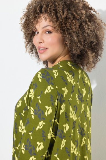 Ulla Popken 845190 Blommig jerseyklänning Turkos - Jerseyklänningar - 