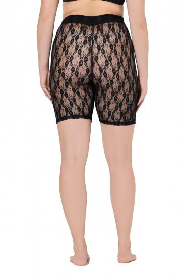 Ulla Popken 845290 Blommiga skavskyddsshorts med spets Svart - Skavskyddsshorts - 