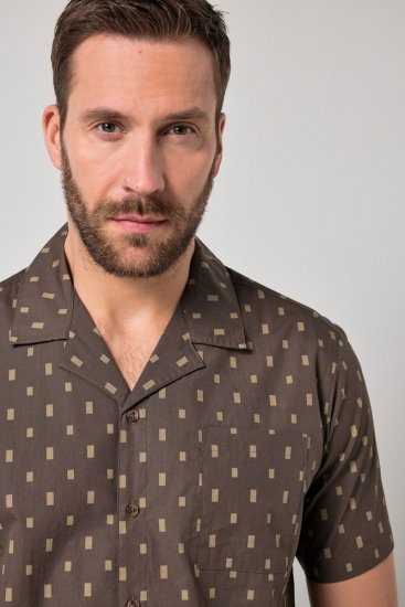 JP1880 Boxy Cuba Short Sleeve Shirt Brown - Skjortor - Stora skjortor - 2XL-8XL