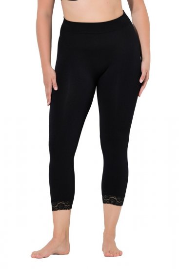 Ulla Popken 846491 3/4-strumpleggings med spets Svart - Strumpbyxor & strumpor - 