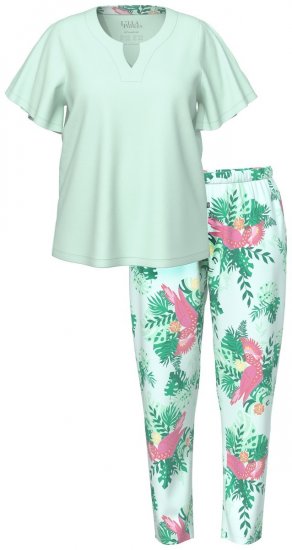 Ulla Popken 846971 Mönstrad pyjamas Ljusgrön - Pyjamas/Loungewear - 
