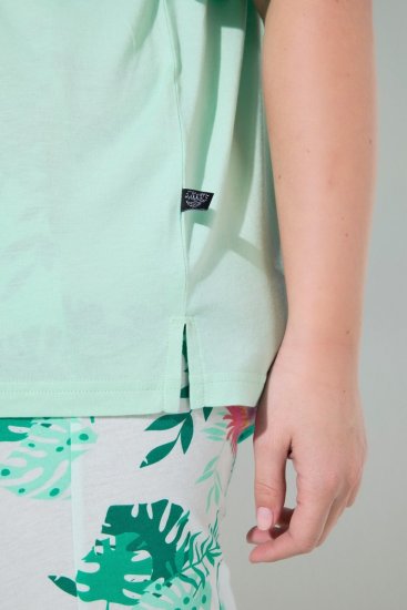 Ulla Popken 846971 Mönstrad pyjamas Ljusgrön - Pyjamas/Loungewear - 