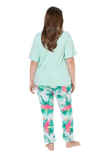 Ulla Popken 846971 Mönstrad pyjamas Ljusgrön - Pyjamas/Loungewear - 