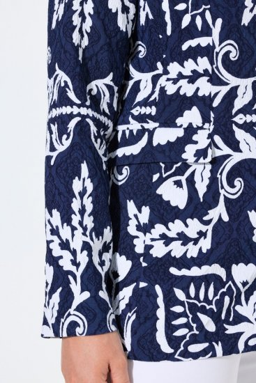 Ulla Popken 847586 Kavaj i blommig jacquard Mörkblå - Kavajer - Damkavajer i stora storlekar