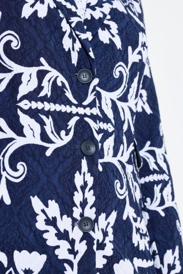 Ulla Popken 847586 Kavaj i blommig jacquard Mörkblå - Kavajer - Damkavajer i stora storlekar