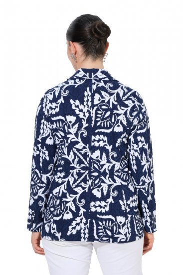 Ulla Popken 847586 Kavaj i blommig jacquard Mörkblå - Kavajer - Damkavajer i stora storlekar