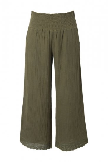 Ulla Popken 848131 Pyjamas med spets Olivgrön - Pyjamas/Loungewear - 