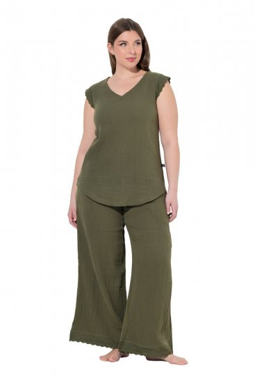 Ulla Popken 848131 Pyjamas med spets Olivgrön - Pyjamas/Loungewear - 