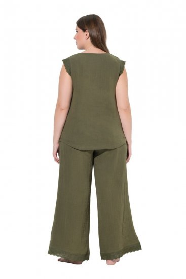 Ulla Popken 848131 Pyjamas med spets Olivgrön - Pyjamas/Loungewear - 