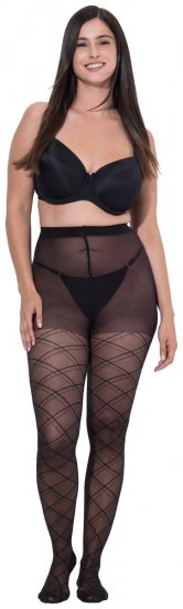 Ulla Popken 849049 Randiga strumpbyxor 40 den Svart - Strumpbyxor & strumpor - 